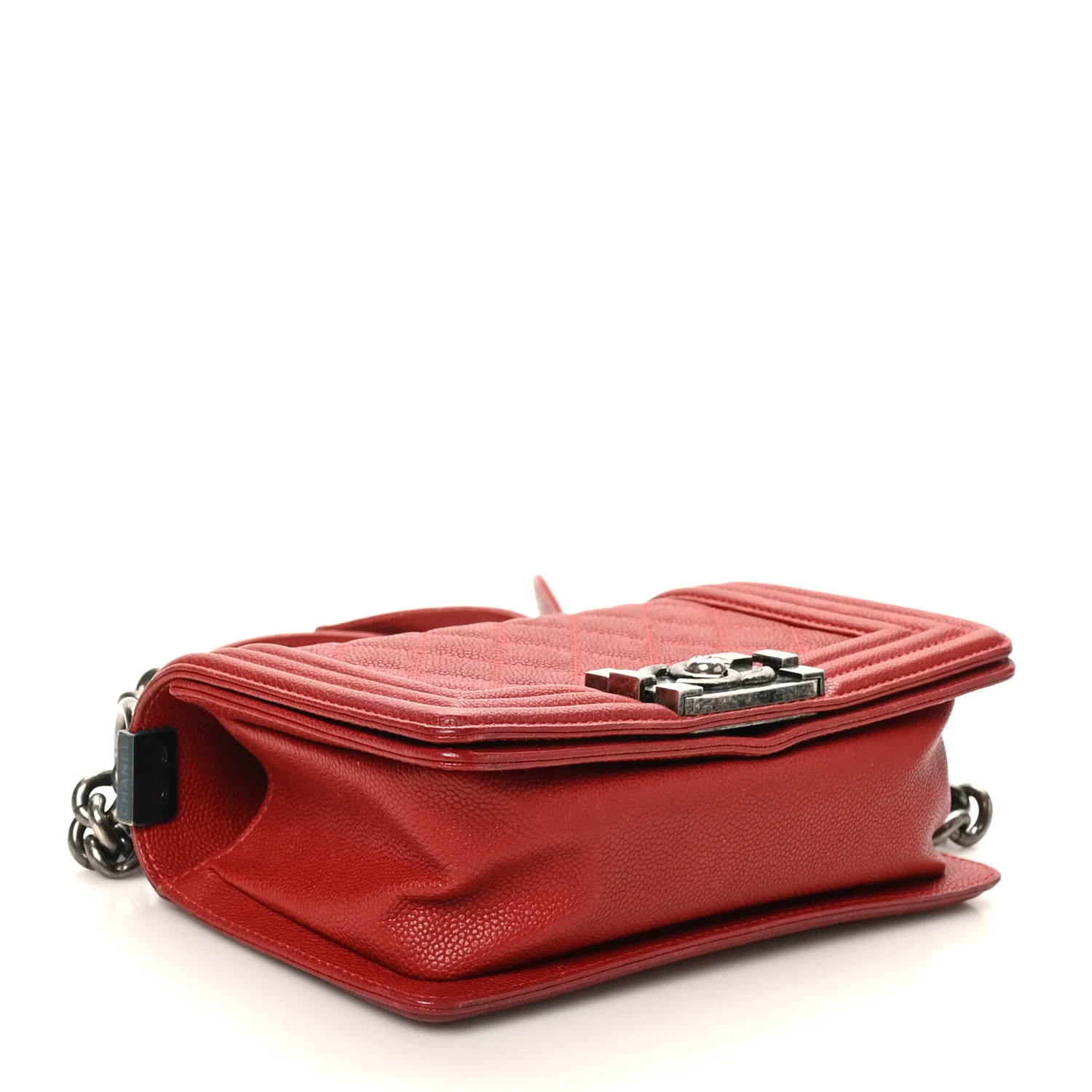 Caviar Quilted Small Boy Flap Dark Red - Image 4