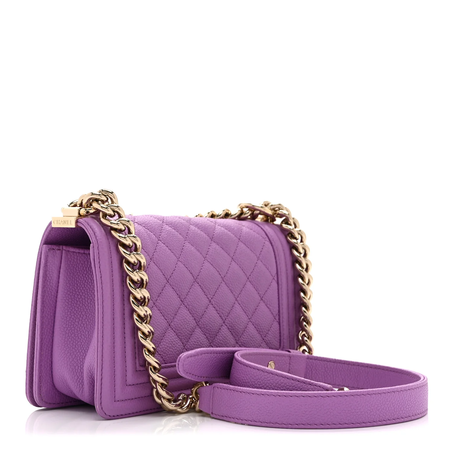 Caviar Quilted Small Boy Flap Purple - Image 3