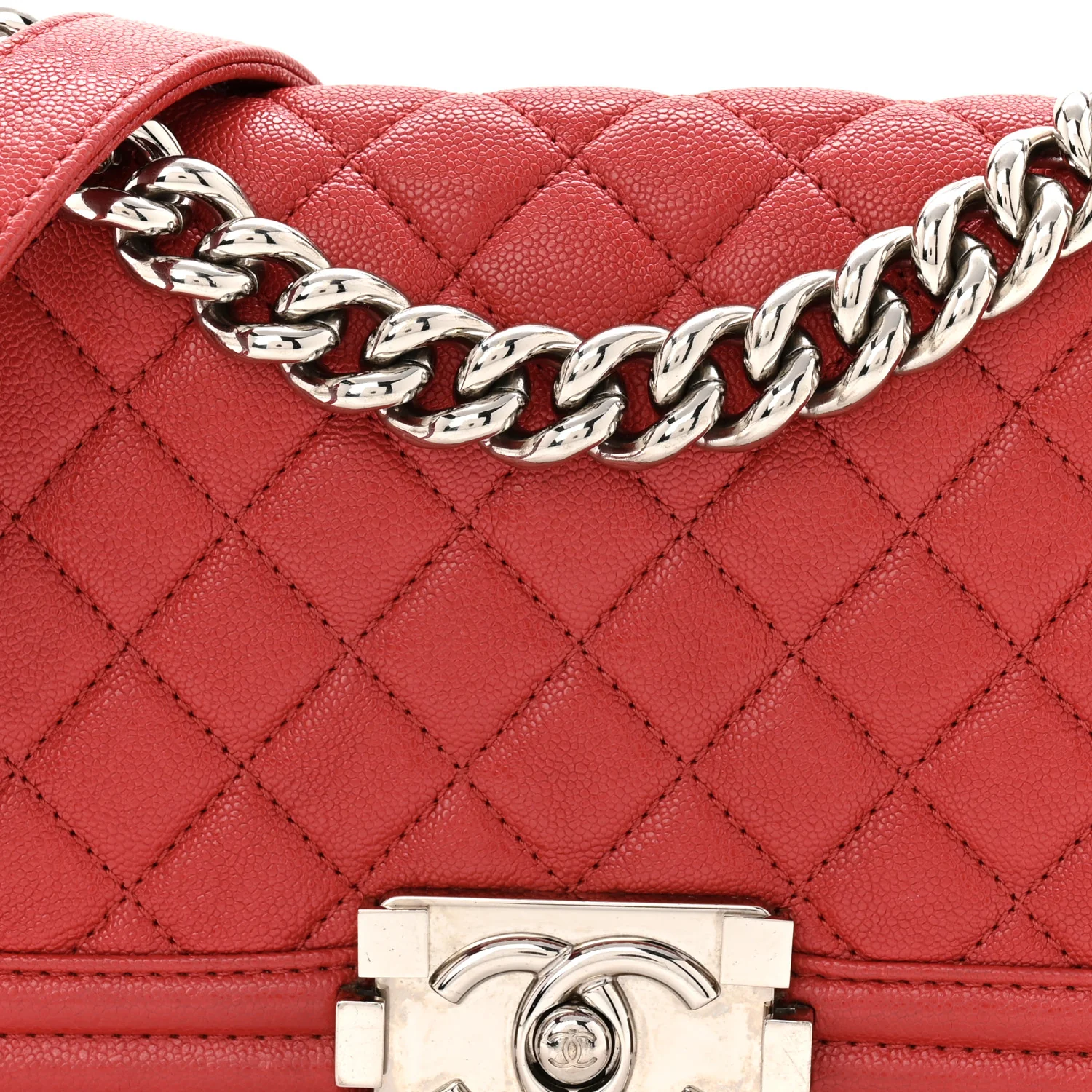 Caviar Quilted Small Boy Flap Red - Image 8