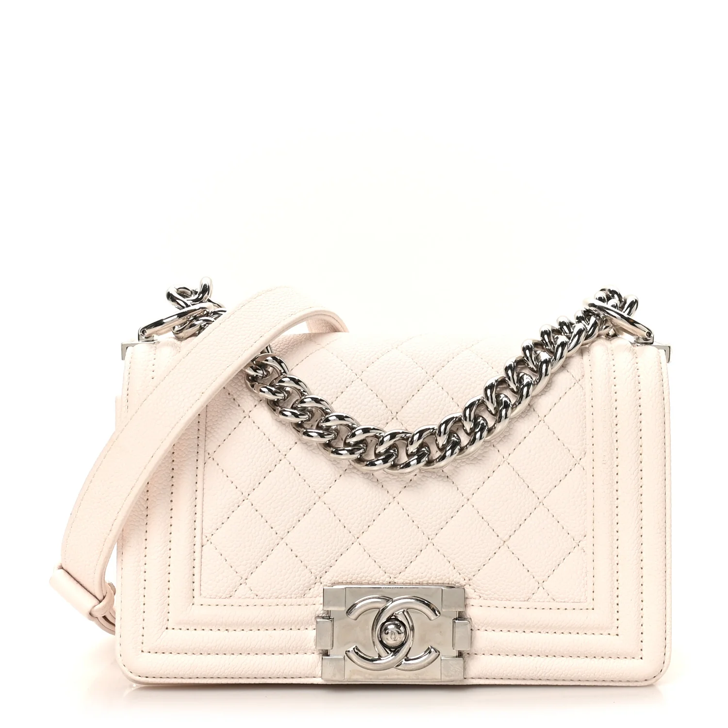 Caviar Quilted Small Boy Flap White