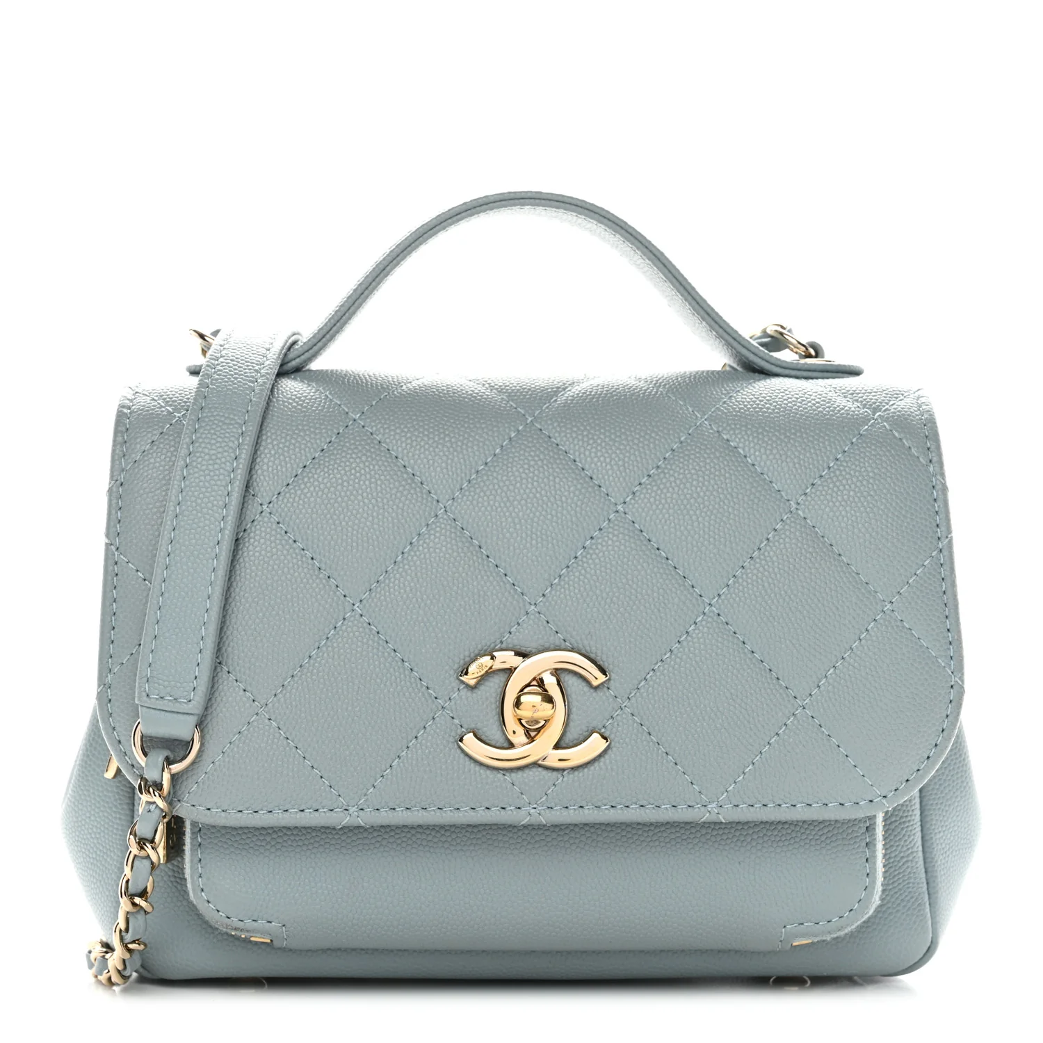 Caviar Quilted Small Business Affinity Flap Light Blue - Image 3