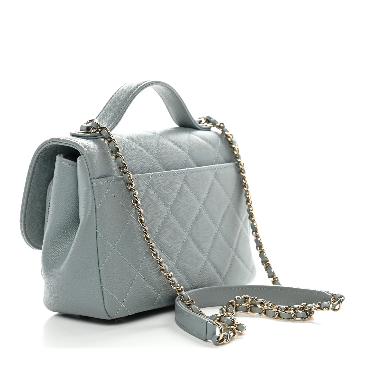 Caviar Quilted Small Business Affinity Flap Light Blue - Image 6