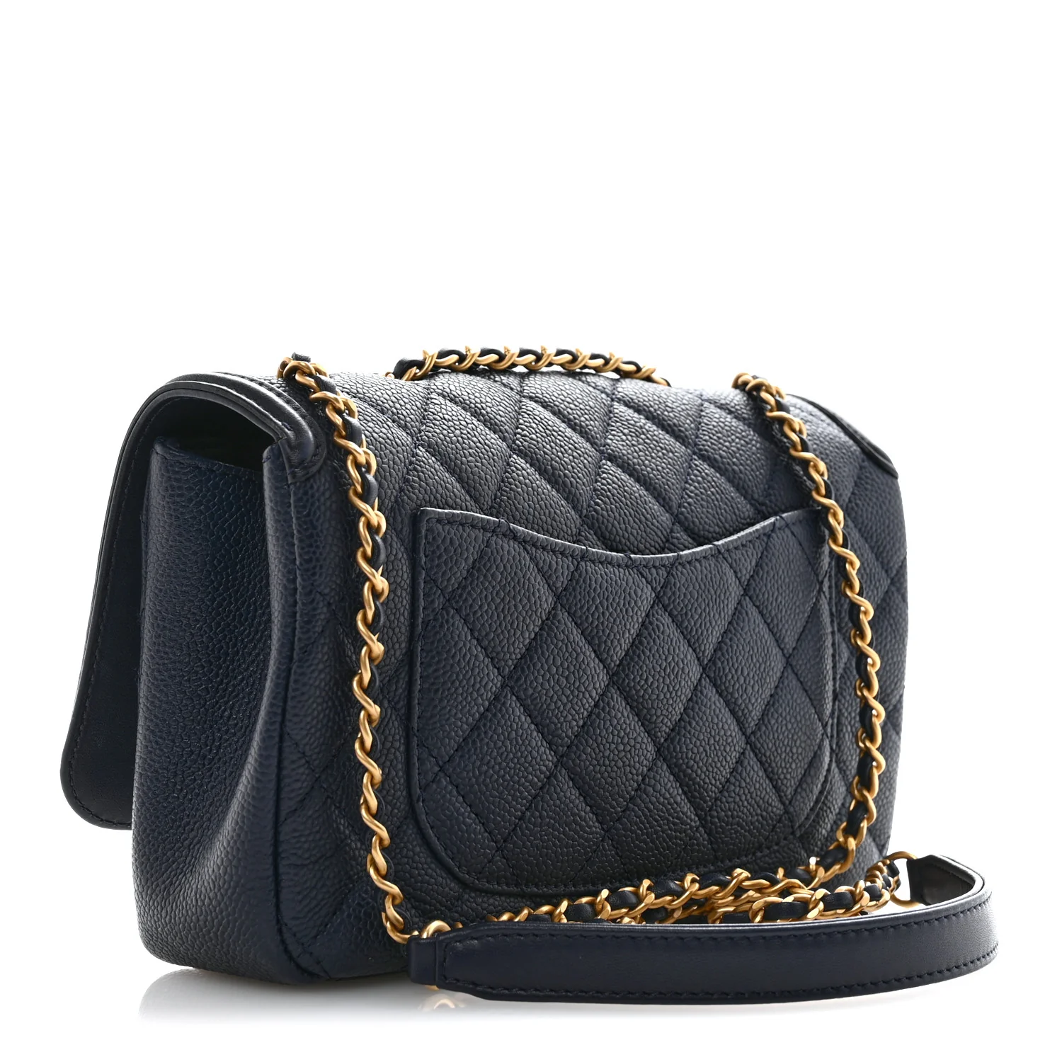 Caviar Quilted Small CC Filigree Flap Navy - Image 3