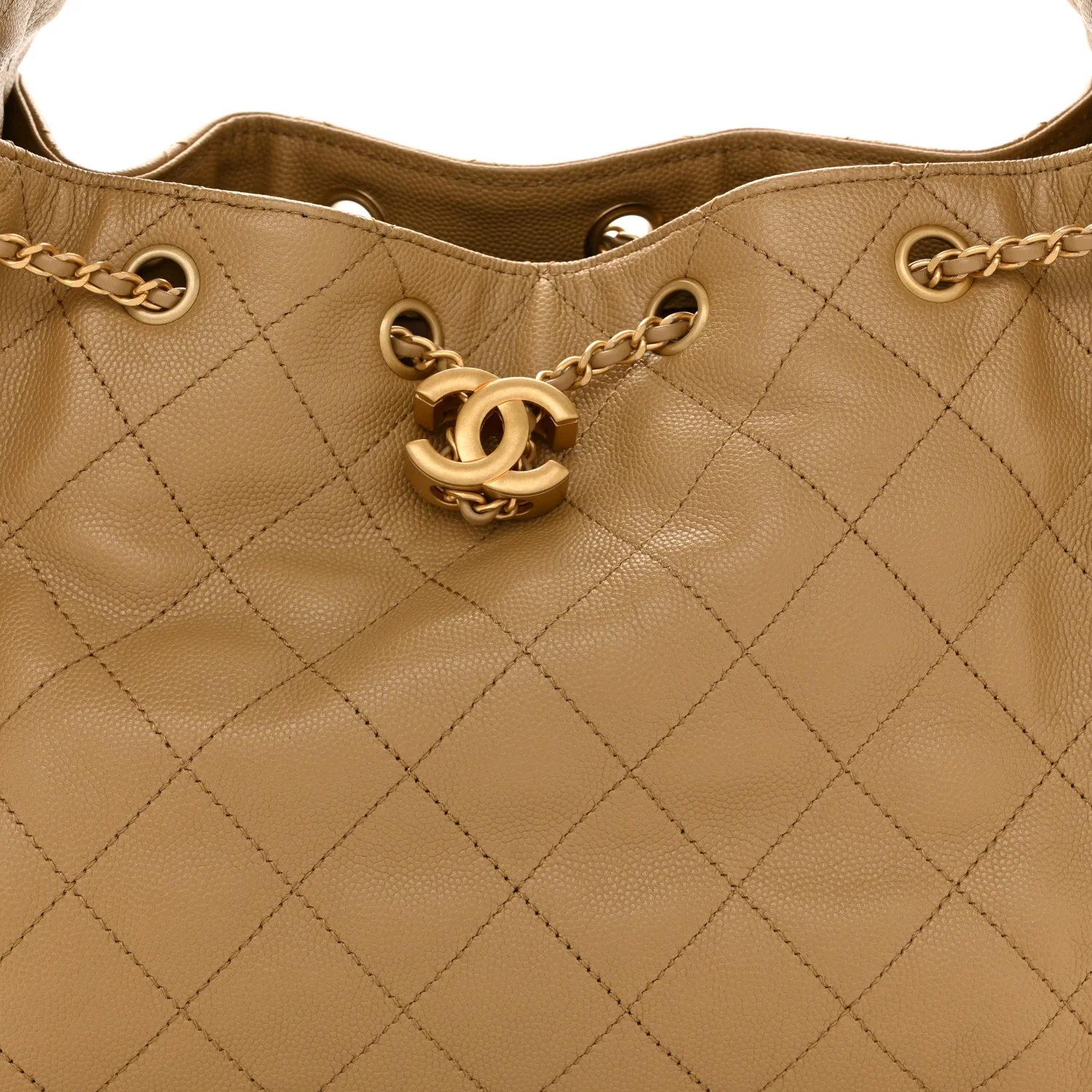 Caviar Quilted Small Chanel 25 Handbag Beige - Image 8