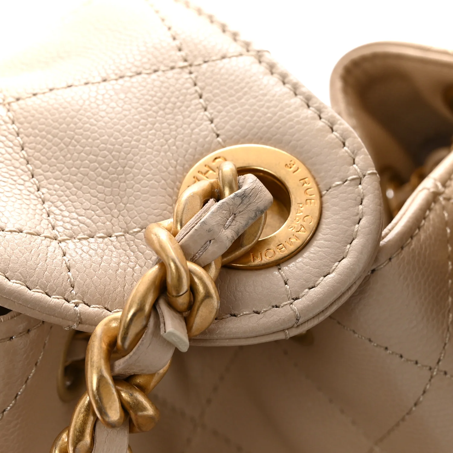 Caviar Quilted Small Chanel 25 Handbag Beige - Image 14