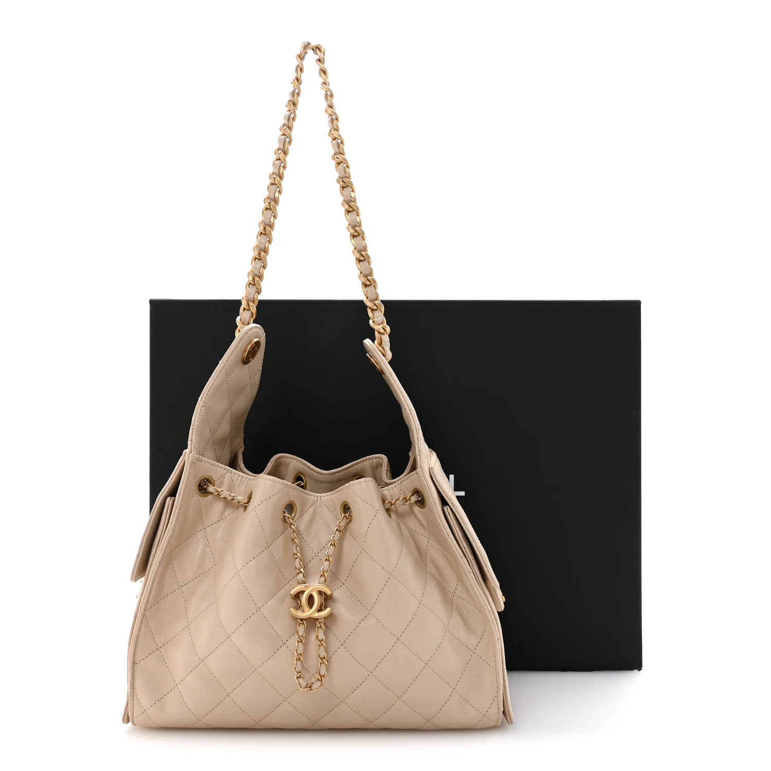 Caviar Quilted Small Chanel 25 Handbag Beige - Image 15