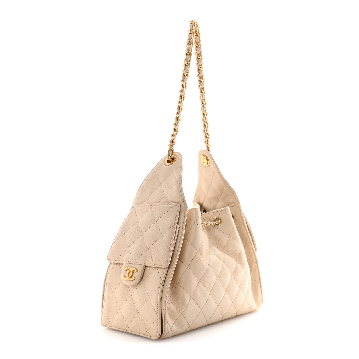 Caviar Quilted Small Chanel 25 Handbag Beige - Image 3