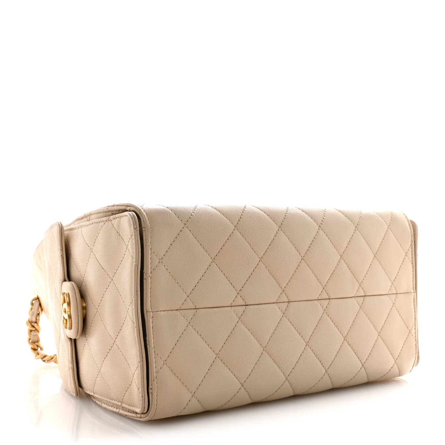 Caviar Quilted Small Chanel 25 Handbag Beige - Image 4