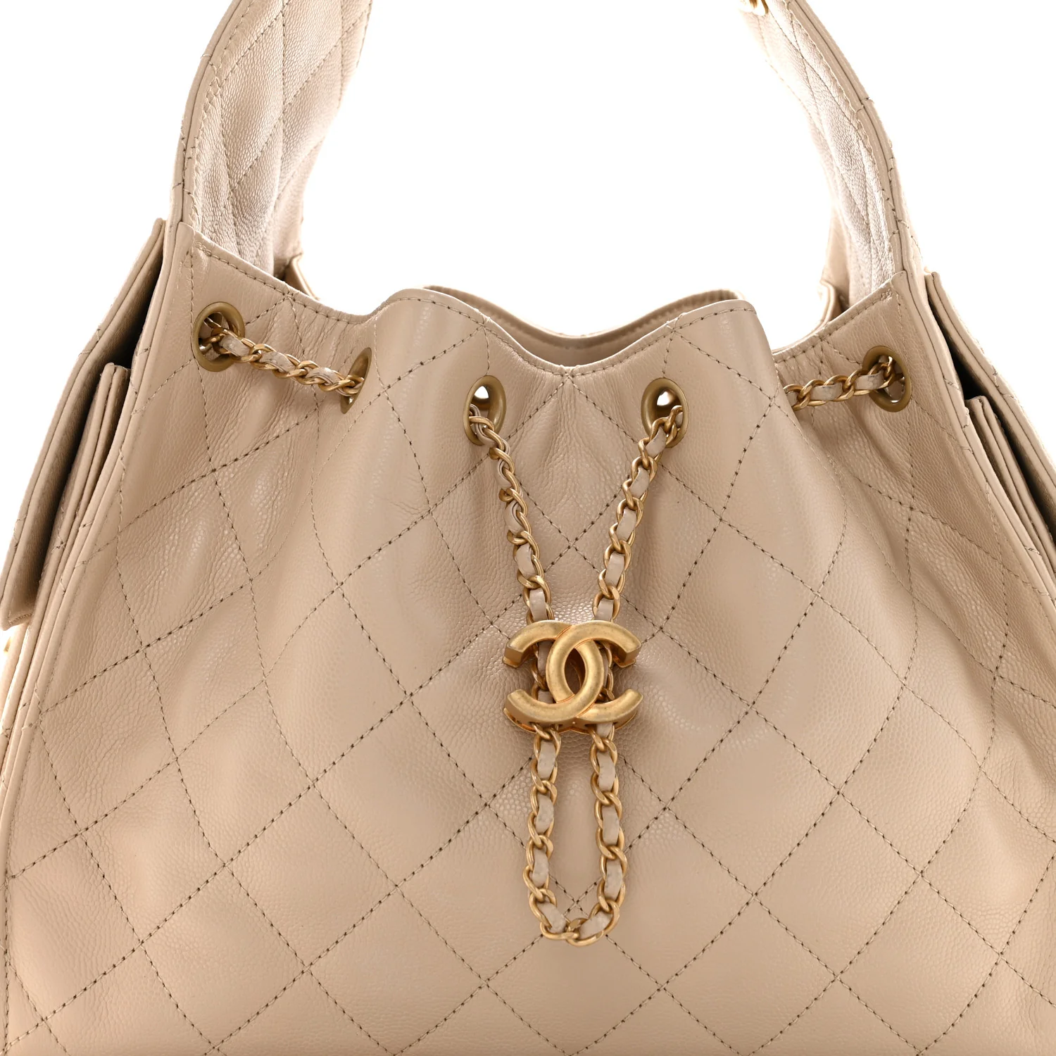 Caviar Quilted Small Chanel 25 Handbag Beige - Image 8