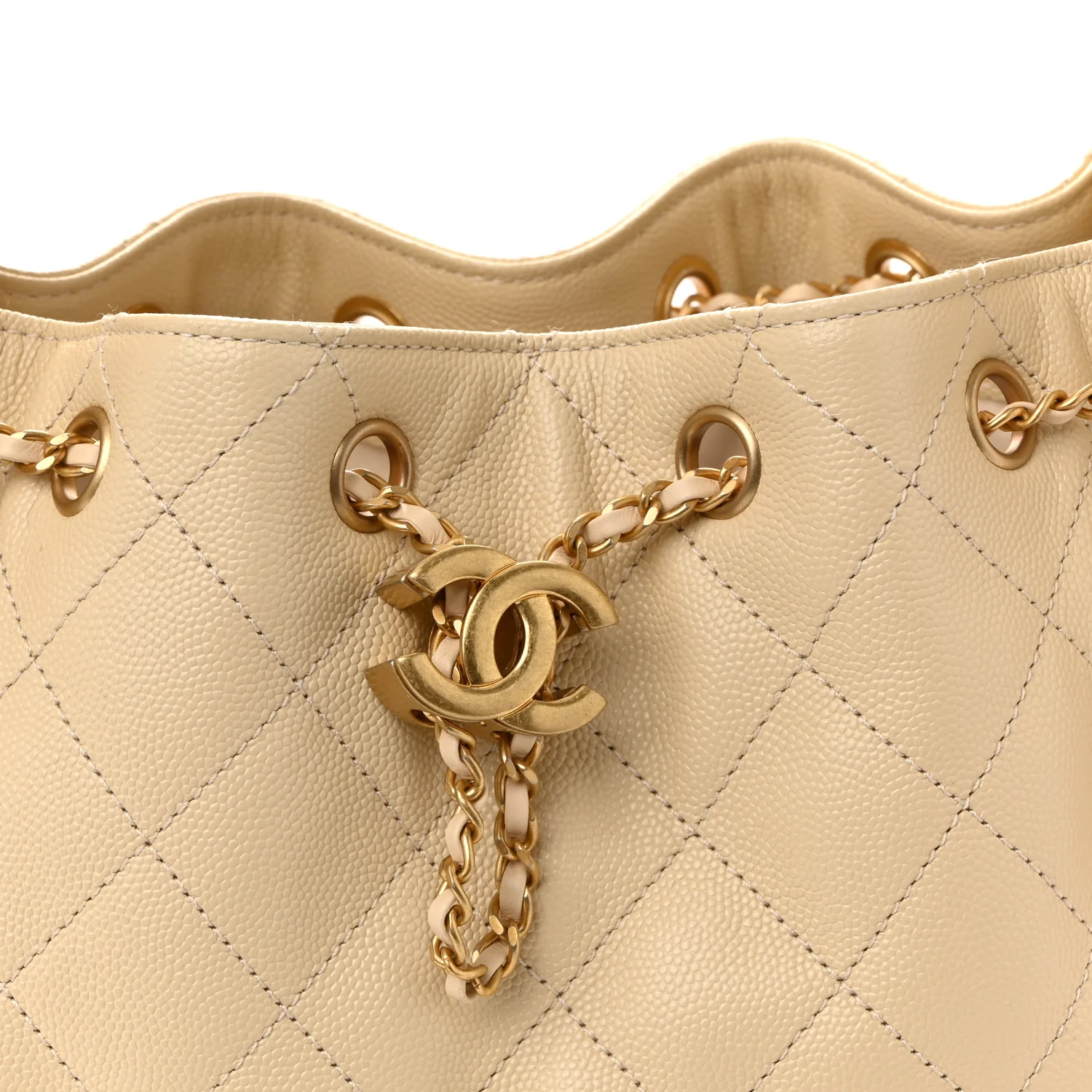 Caviar Quilted Small Chanel 25 Handbag Beige - Image 8