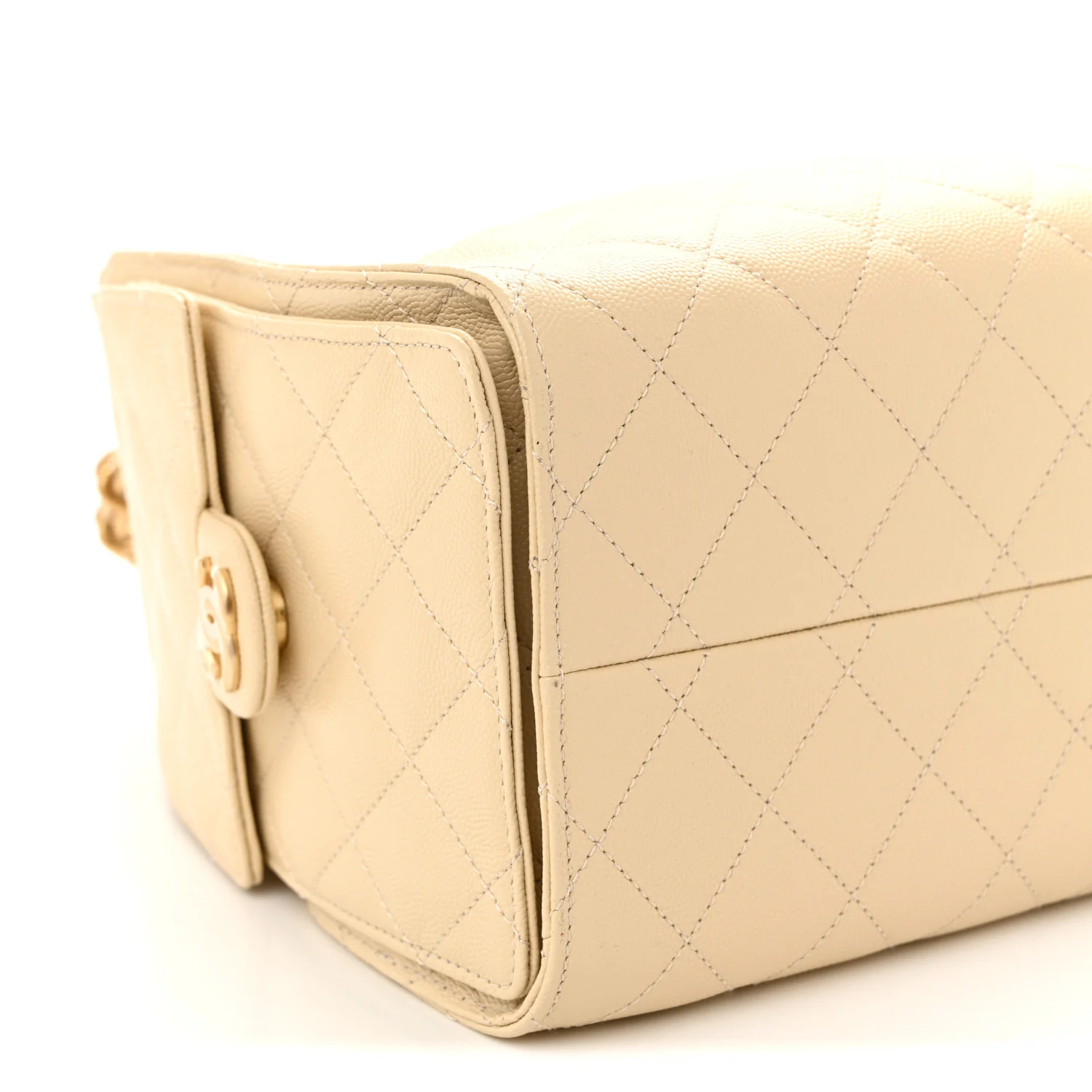 Caviar Quilted Small Chanel 25 Handbag Beige - Image 9