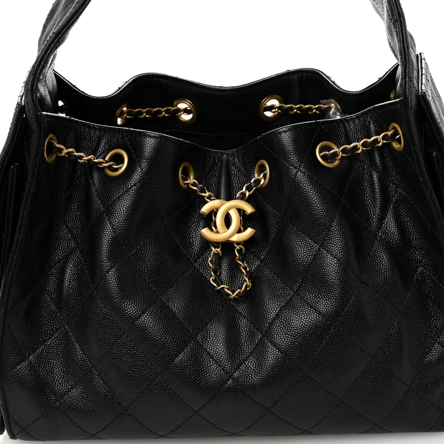 Caviar Quilted Small Chanel 25 Handbag Black - Image 8