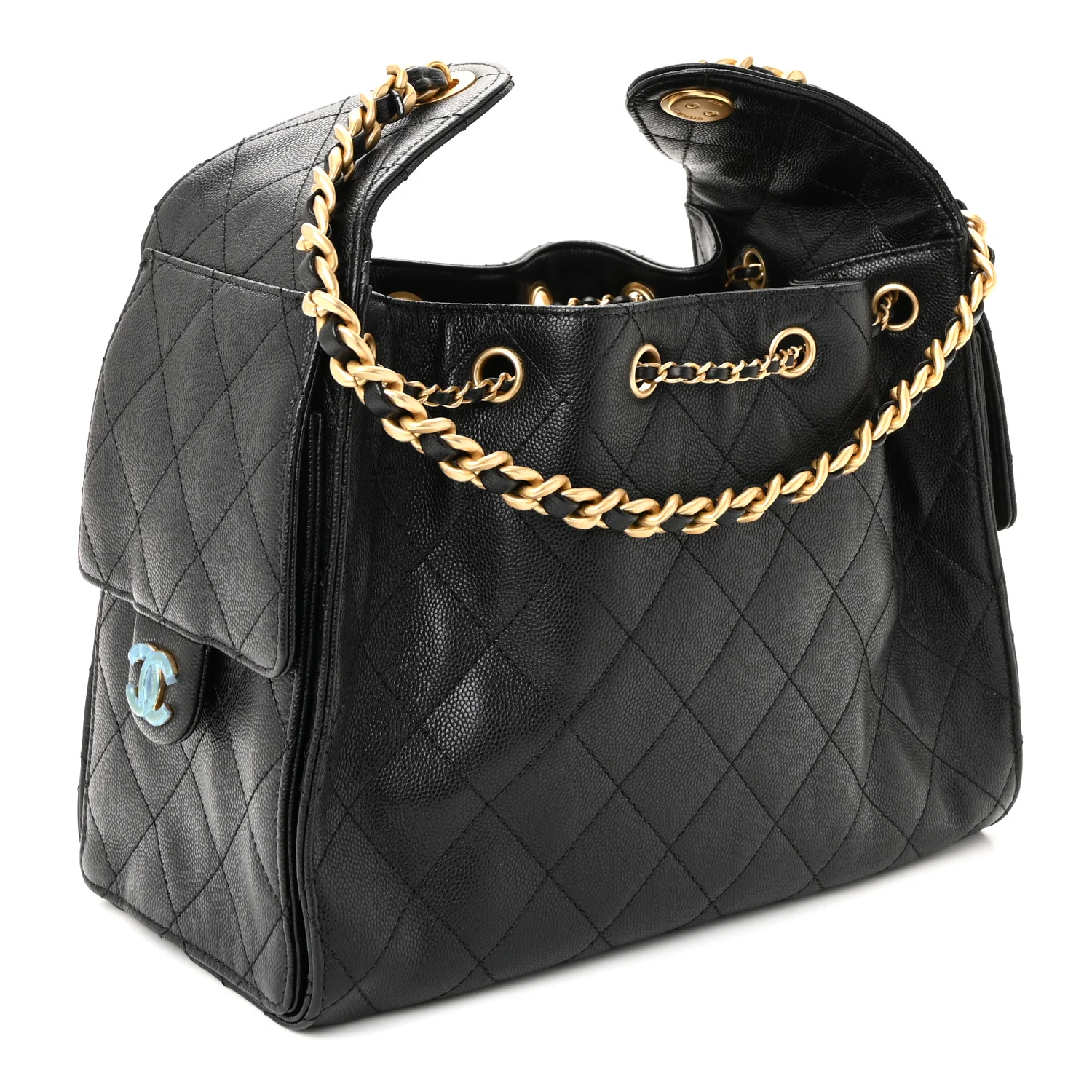 Caviar Quilted Small Chanel 25 Handbag Black - Image 4