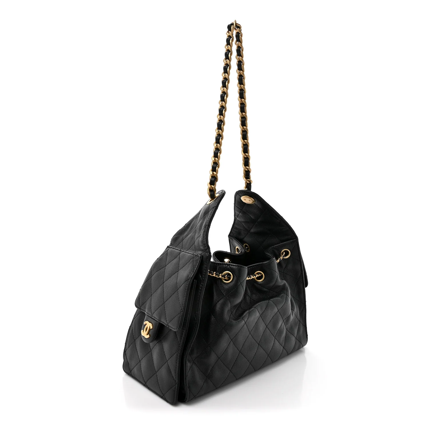 Caviar Quilted Small Chanel 25 Handbag Black - Image 3