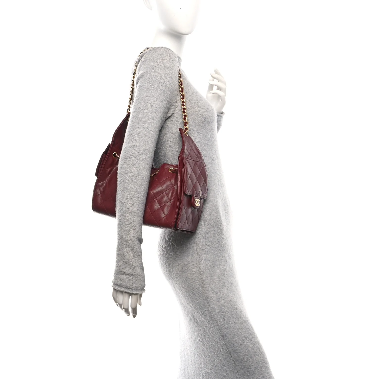 Caviar Quilted Small Chanel 25 Handbag Burgundy - Image 2