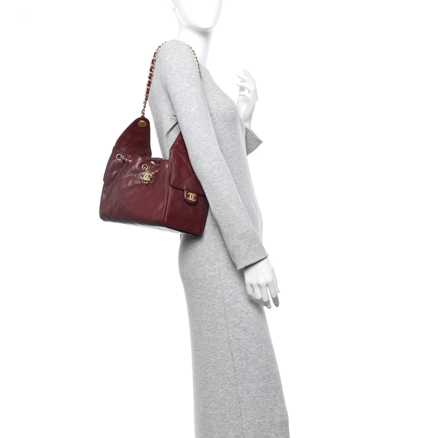 Caviar Quilted Small Chanel 25 Handbag Burgundy - Image 2
