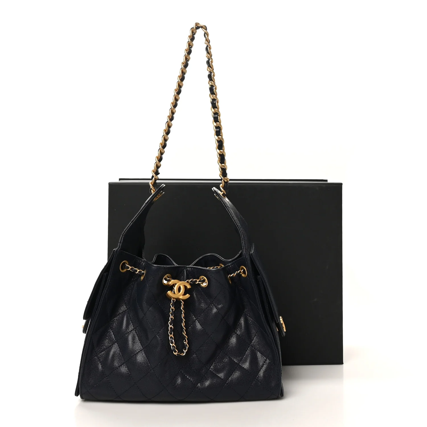 Caviar Quilted Small Chanel 25 Handbag Dark Navy - Image 11