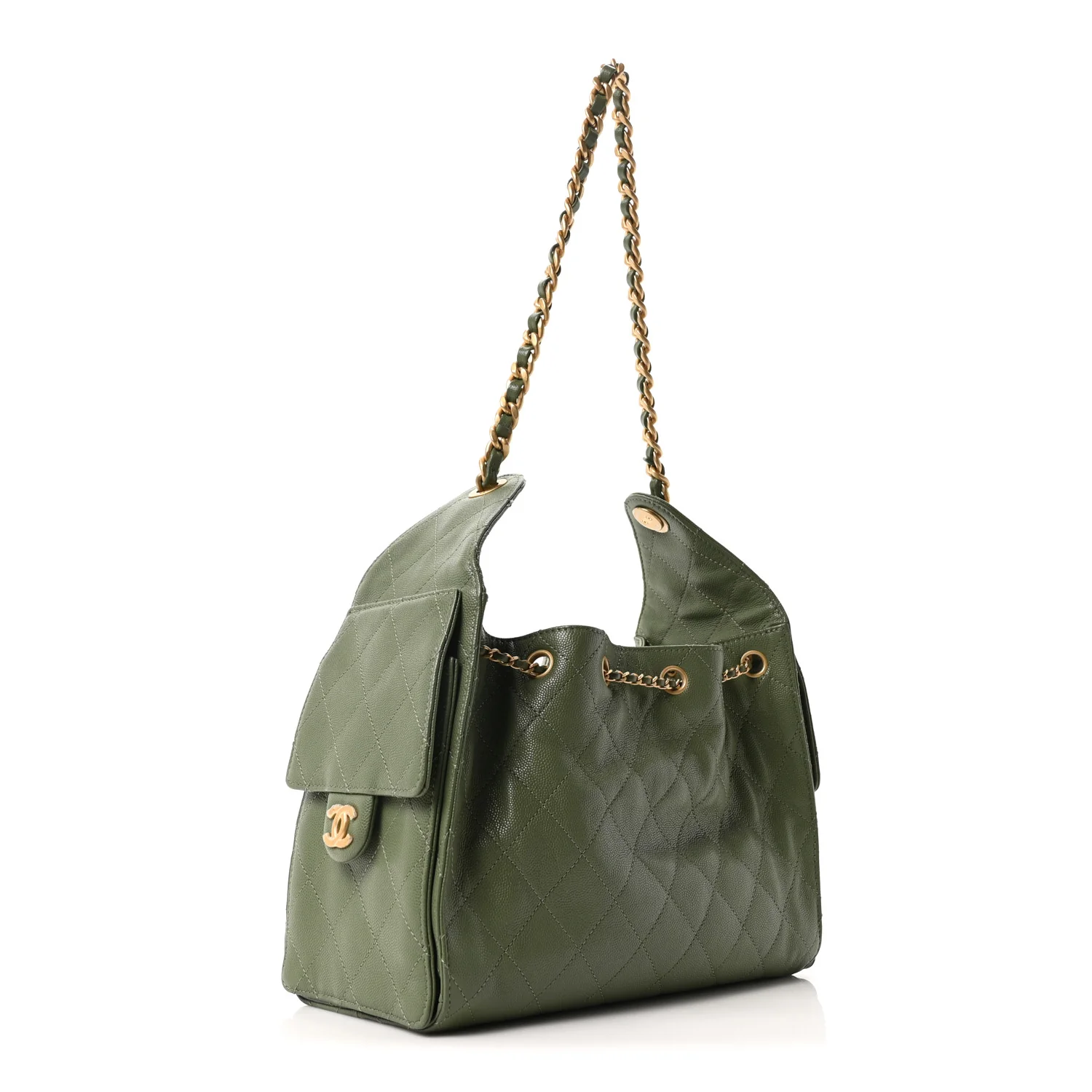 Caviar Quilted Small Chanel 25 Handbag Khaki - Image 3