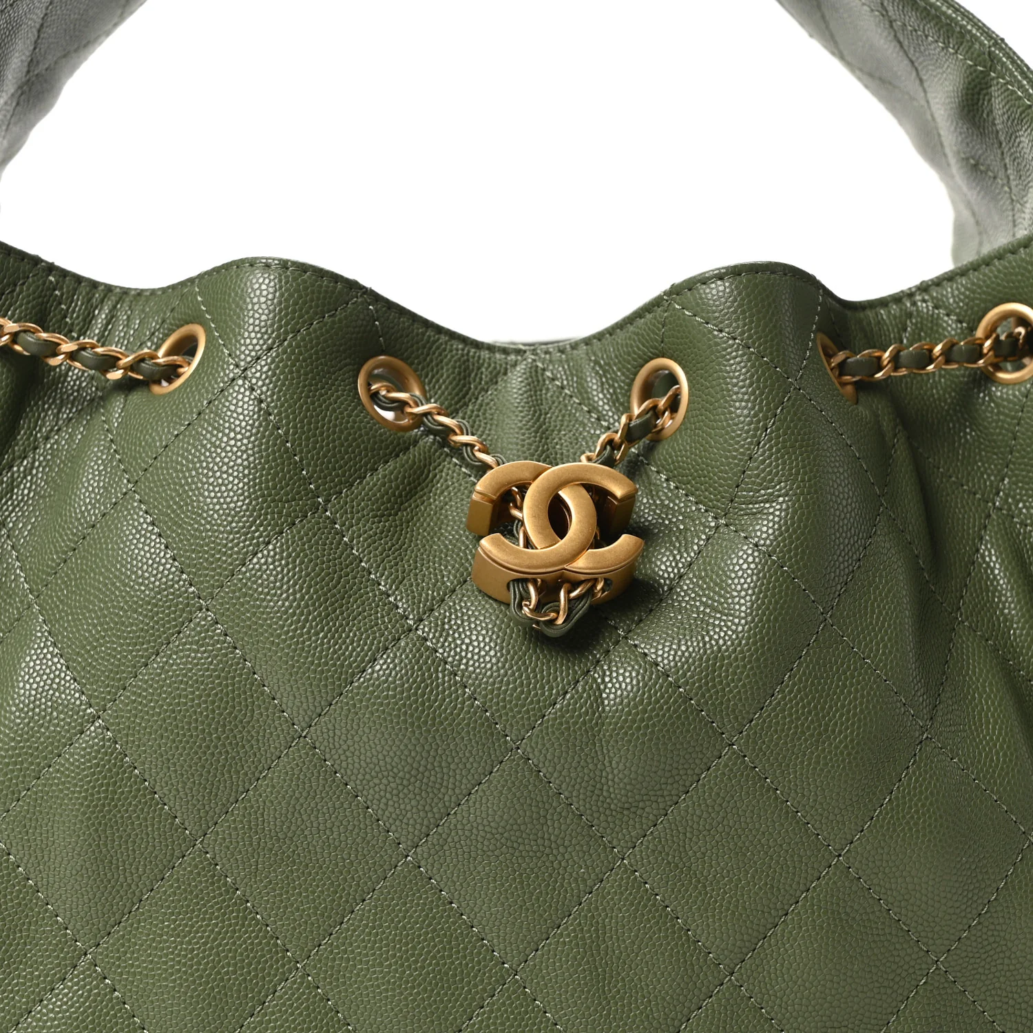 Caviar Quilted Small Chanel 25 Handbag Khaki - Image 8