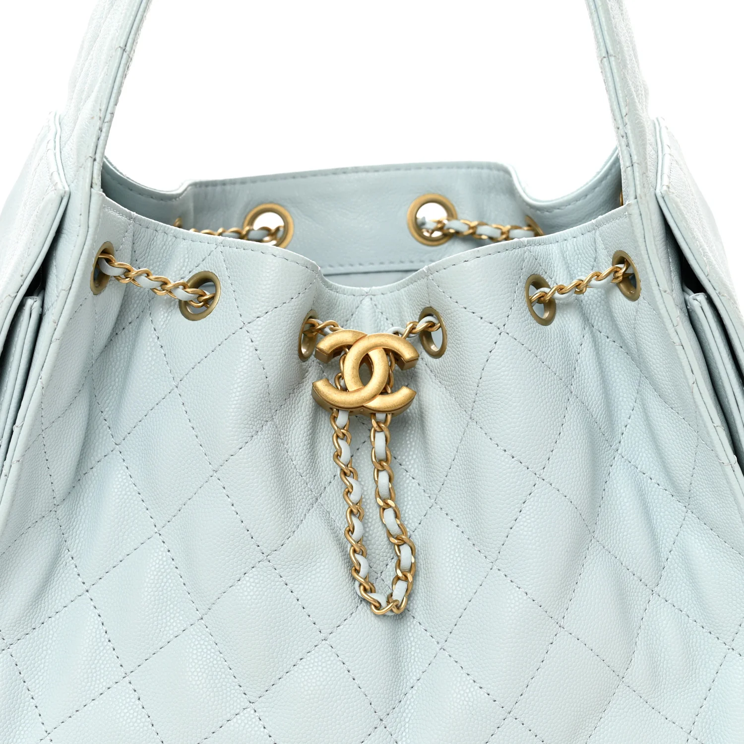 Caviar Quilted Small Chanel 25 Handbag Light Blue - Image 8