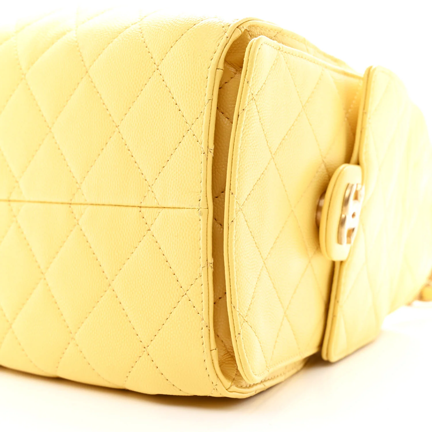 Caviar Quilted Small Chanel 25 Handbag Light Yellow - Image 10
