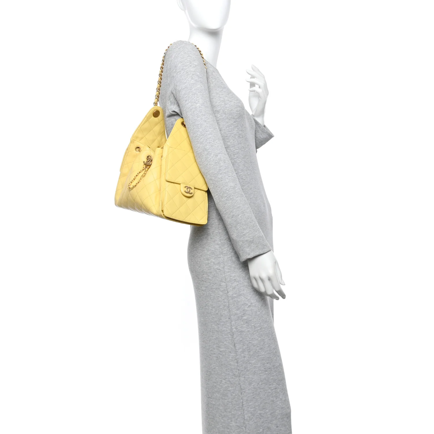 Caviar Quilted Small Chanel 25 Handbag Light Yellow - Image 2