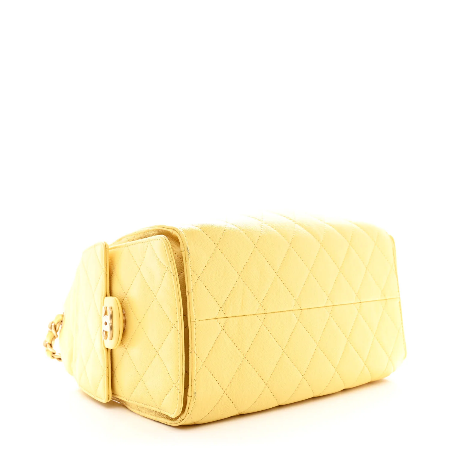 Caviar Quilted Small Chanel 25 Handbag Light Yellow - Image 4
