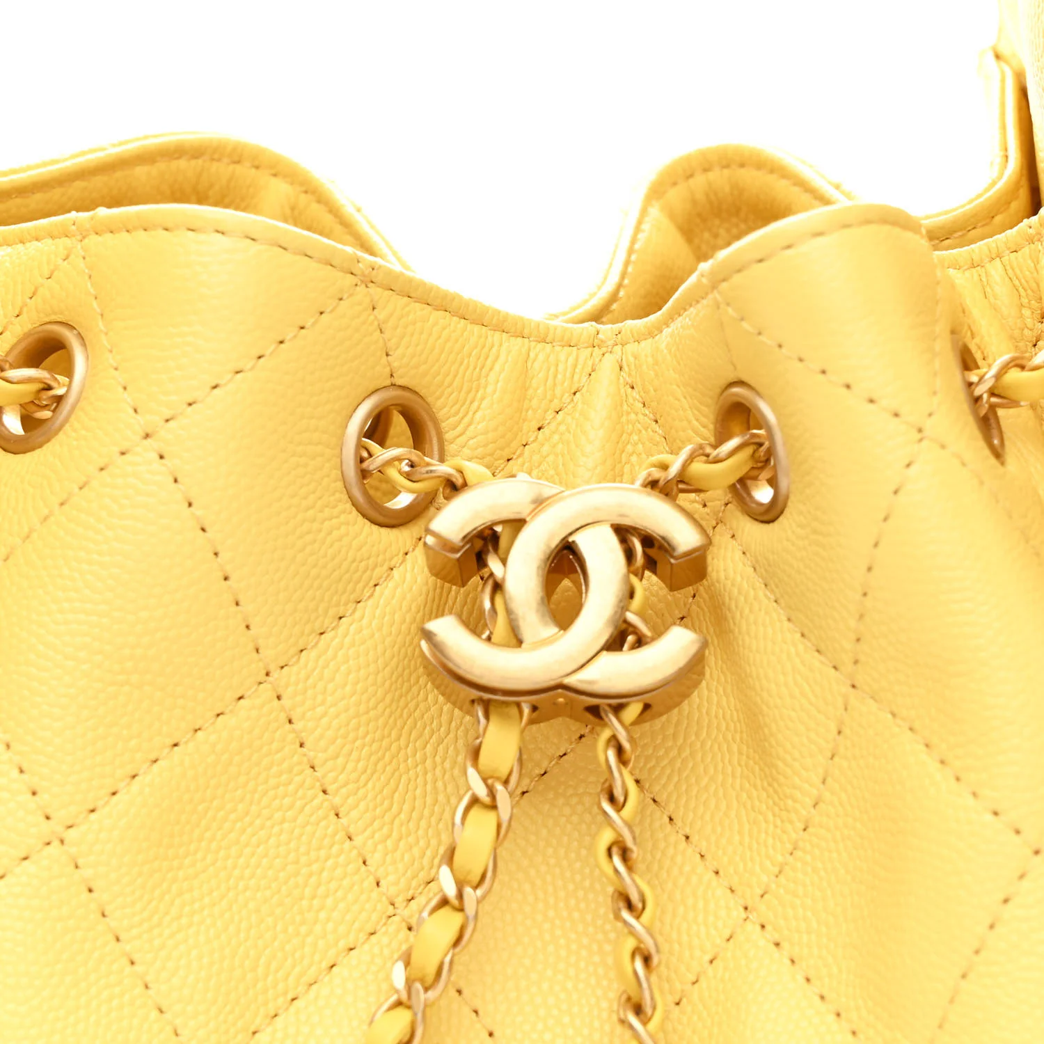 Caviar Quilted Small Chanel 25 Handbag Light Yellow - Image 8
