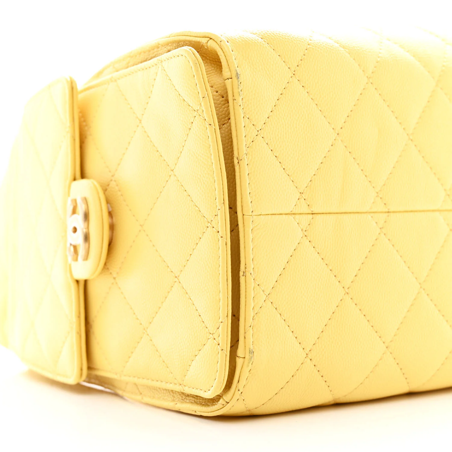 Caviar Quilted Small Chanel 25 Handbag Light Yellow - Image 9