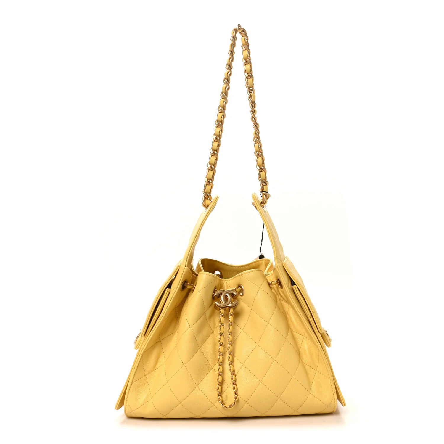 Caviar Quilted Small Chanel 25 Handbag Yellow