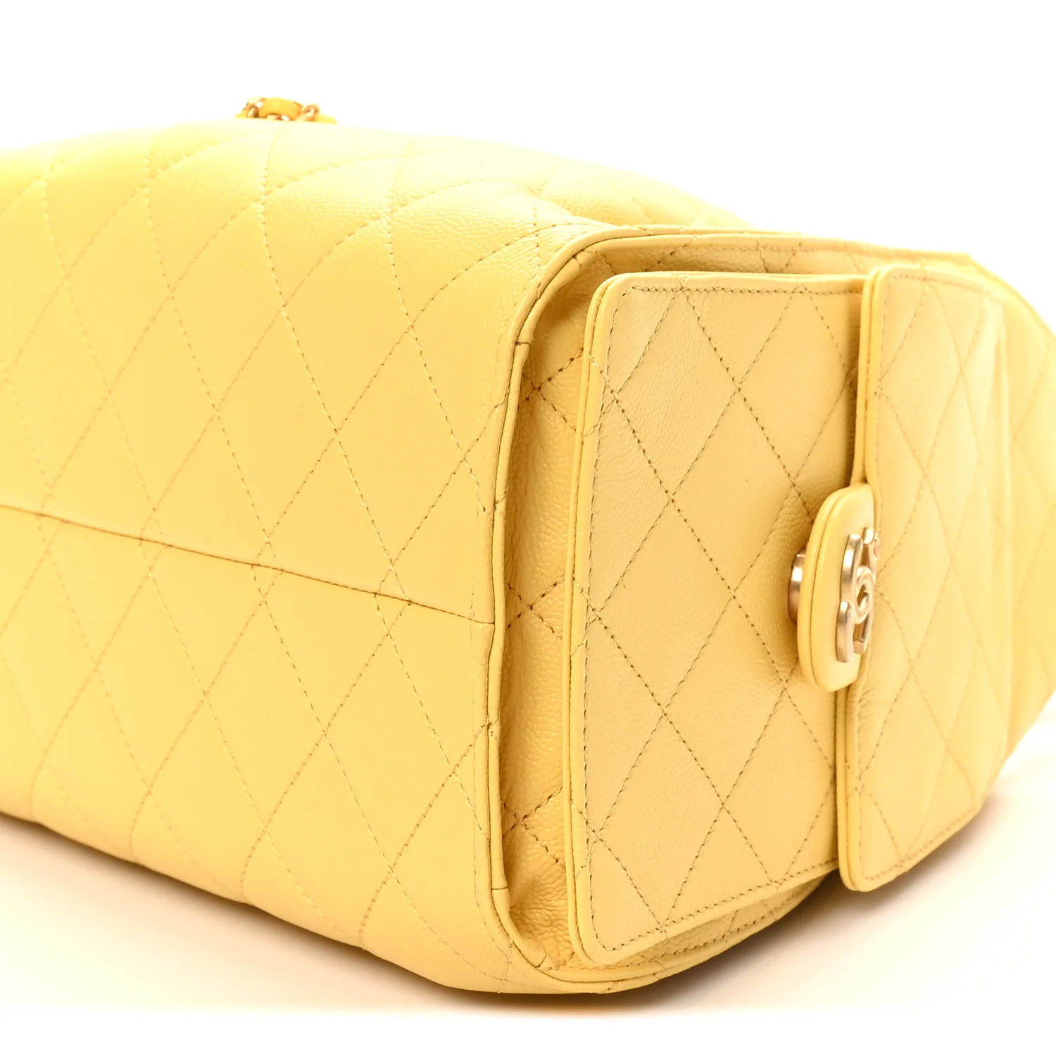 Caviar Quilted Small Chanel 25 Handbag Yellow - Image 10