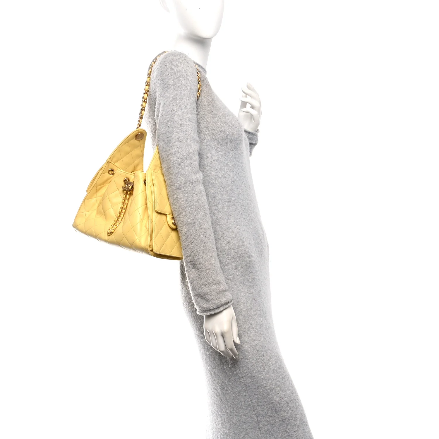 Caviar Quilted Small Chanel 25 Handbag Yellow - Image 2