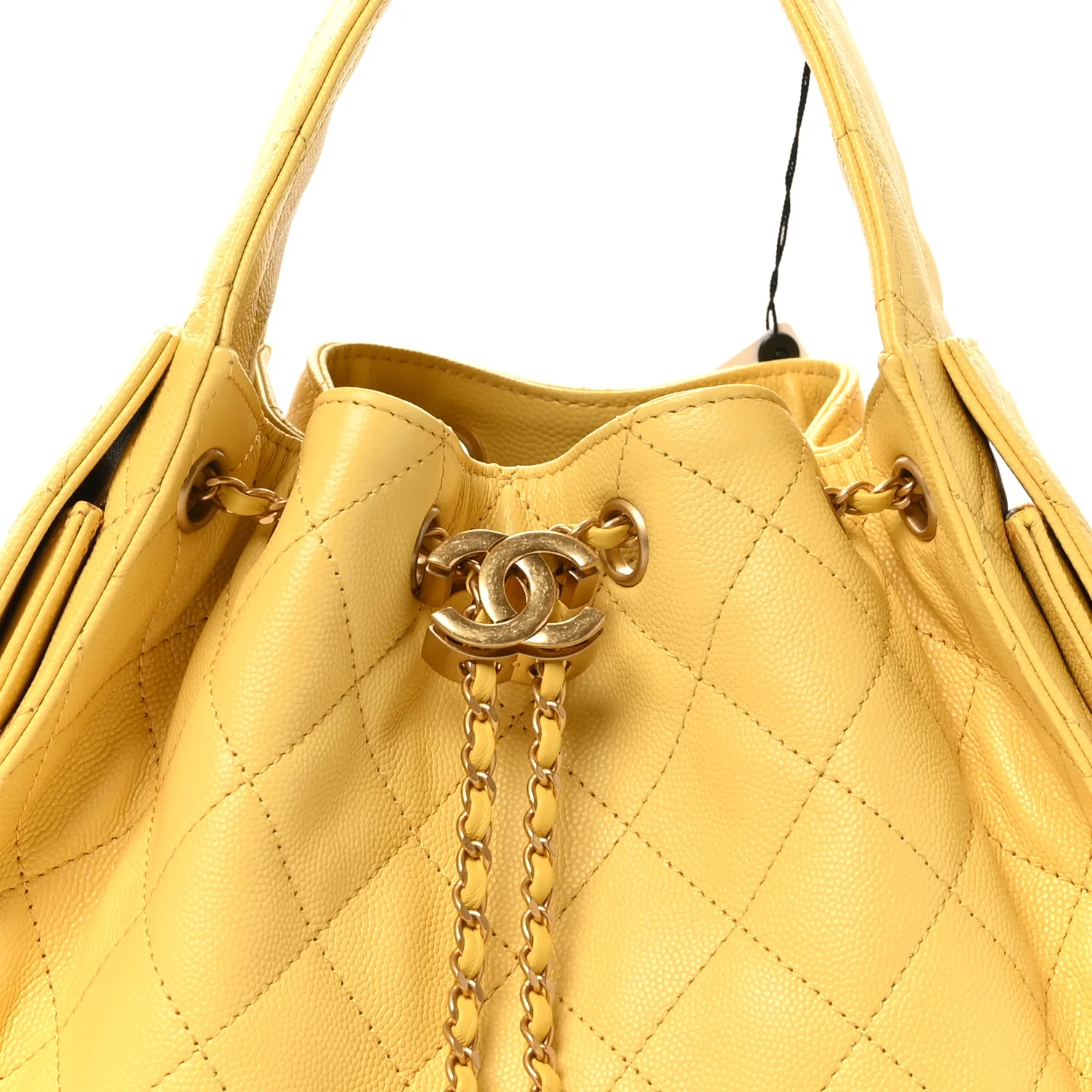 Caviar Quilted Small Chanel 25 Handbag Yellow - Image 8