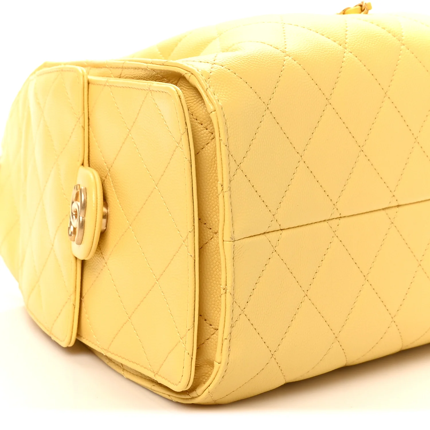 Caviar Quilted Small Chanel 25 Handbag Yellow - Image 9