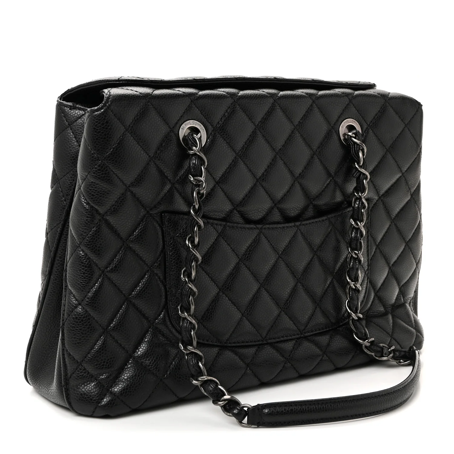 Caviar Quilted Small City Shopping Tote Black - Image 3