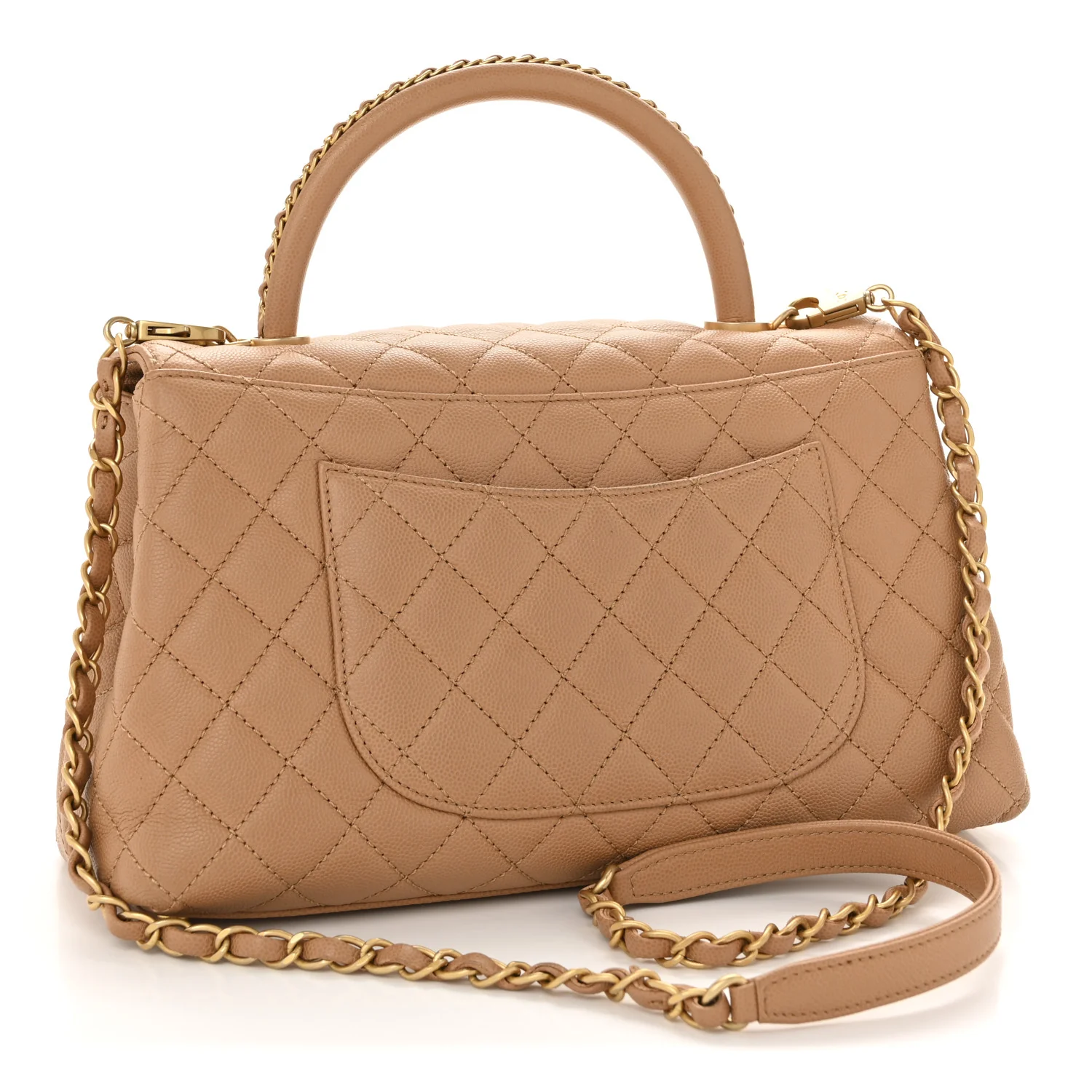 Caviar Quilted Small Coco Chain Handle Flap Brown - Image 3