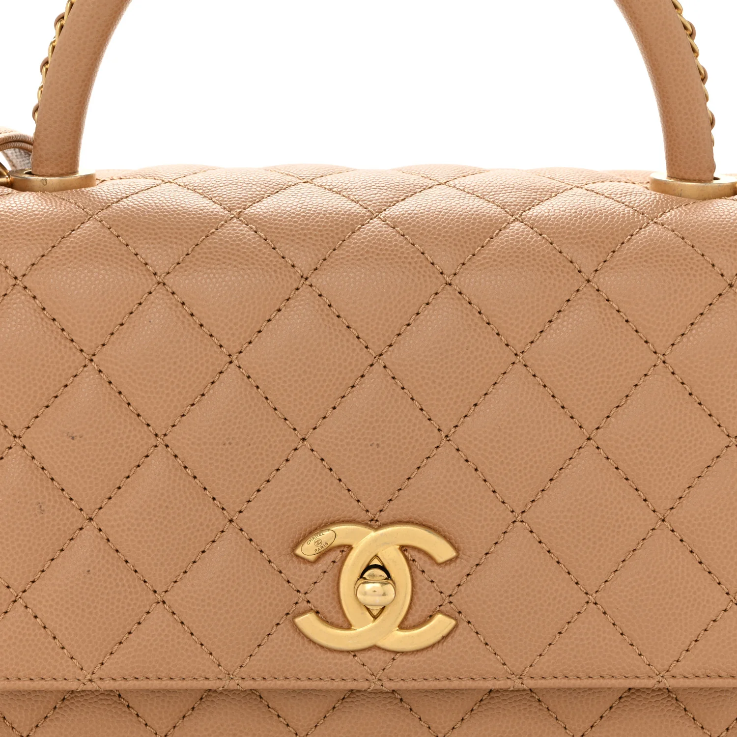 Caviar Quilted Small Coco Chain Handle Flap Brown - Image 8