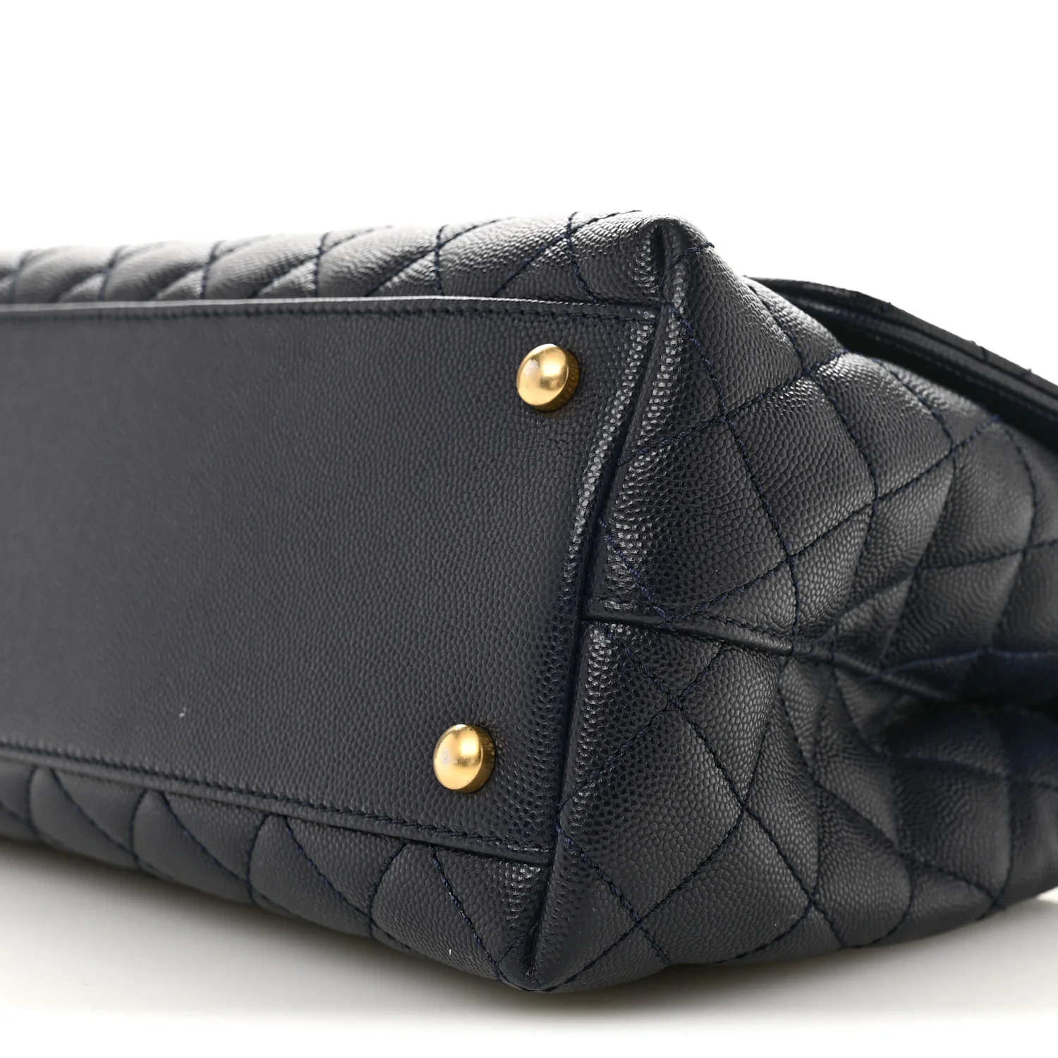 Caviar Quilted Small Coco Chain Handle Flap Navy Blue - Image 10