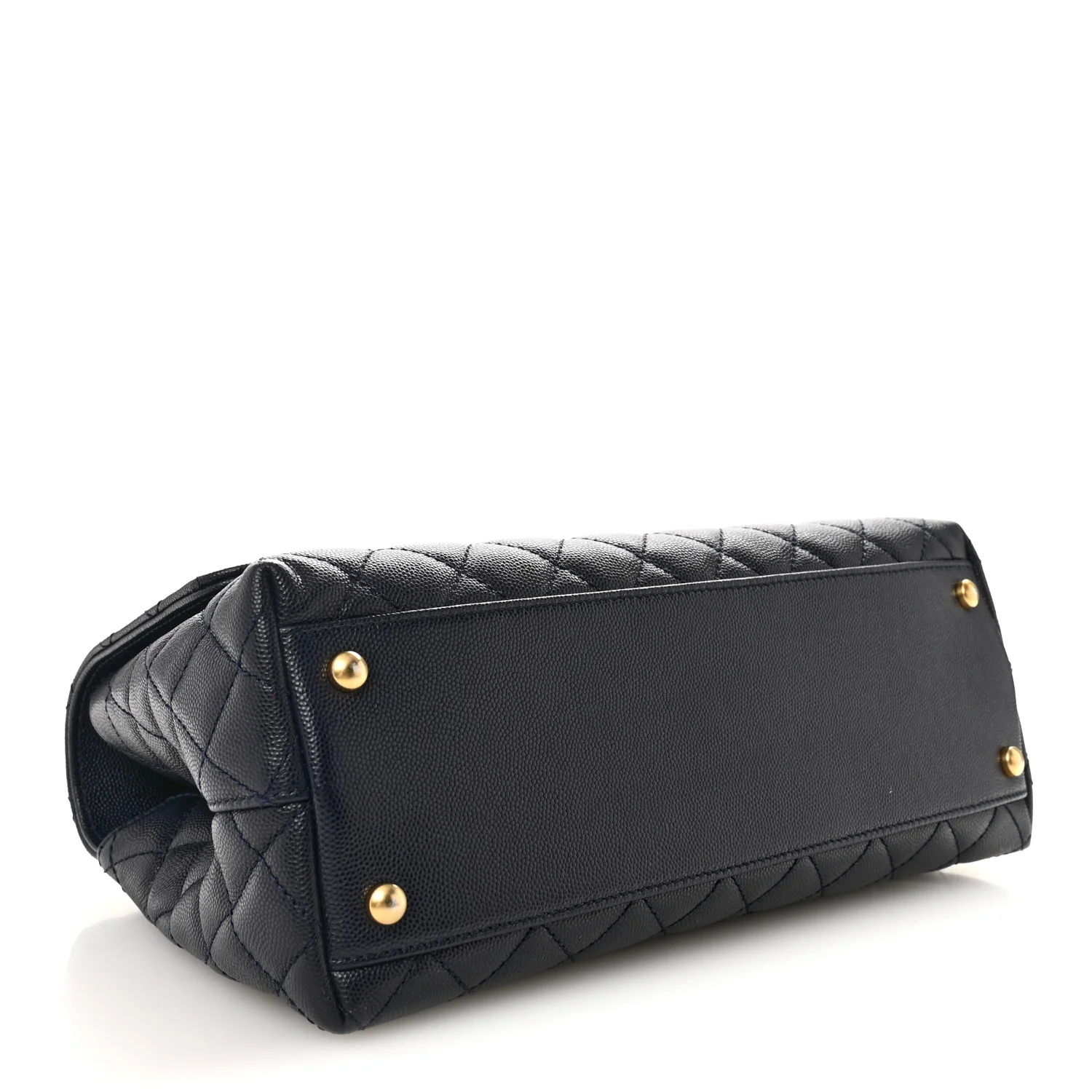 Caviar Quilted Small Coco Chain Handle Flap Navy Blue - Image 4