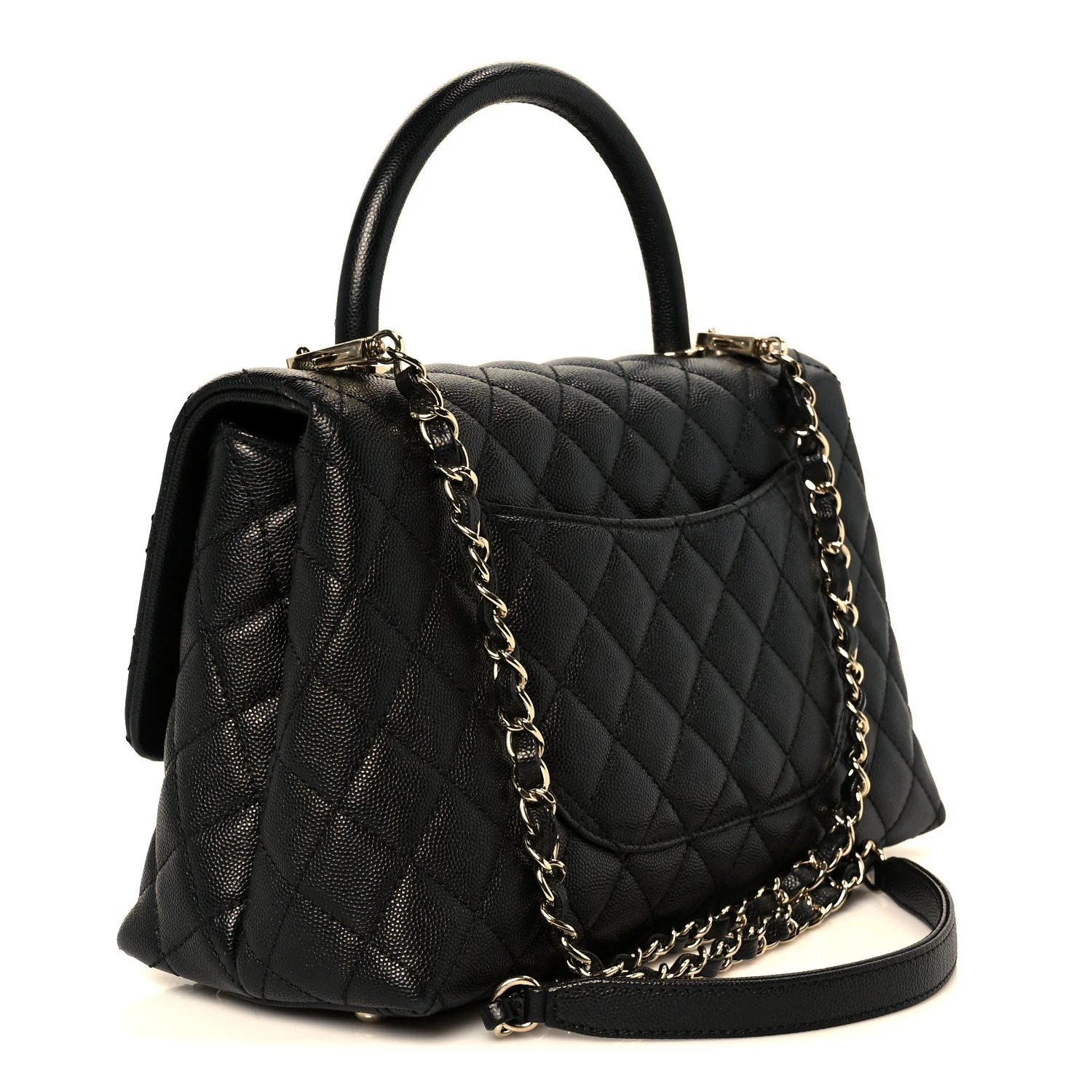 Caviar Quilted Small Coco Handle Flap Black - Image 3