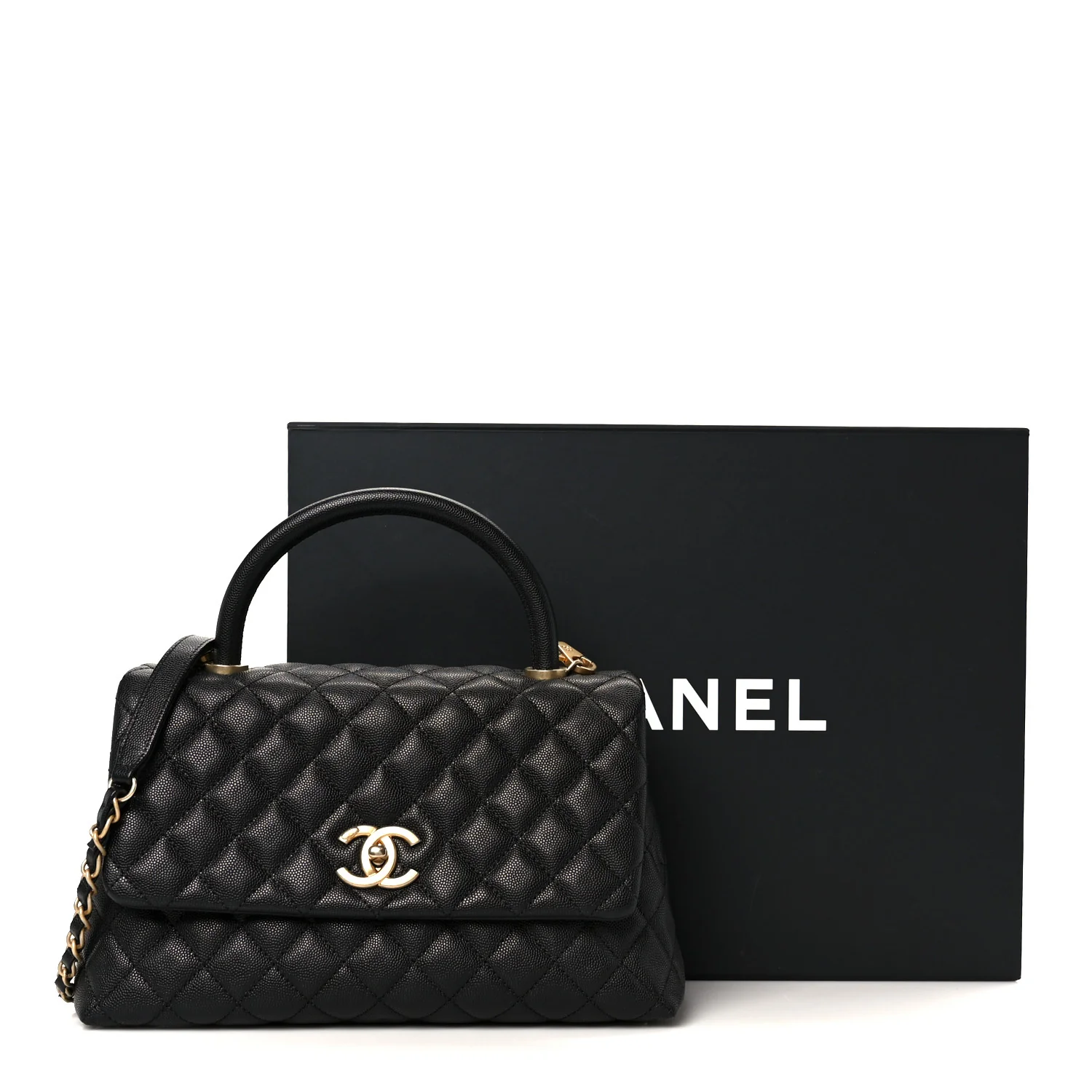 Caviar Quilted Small Coco Handle Flap Black - Image 12