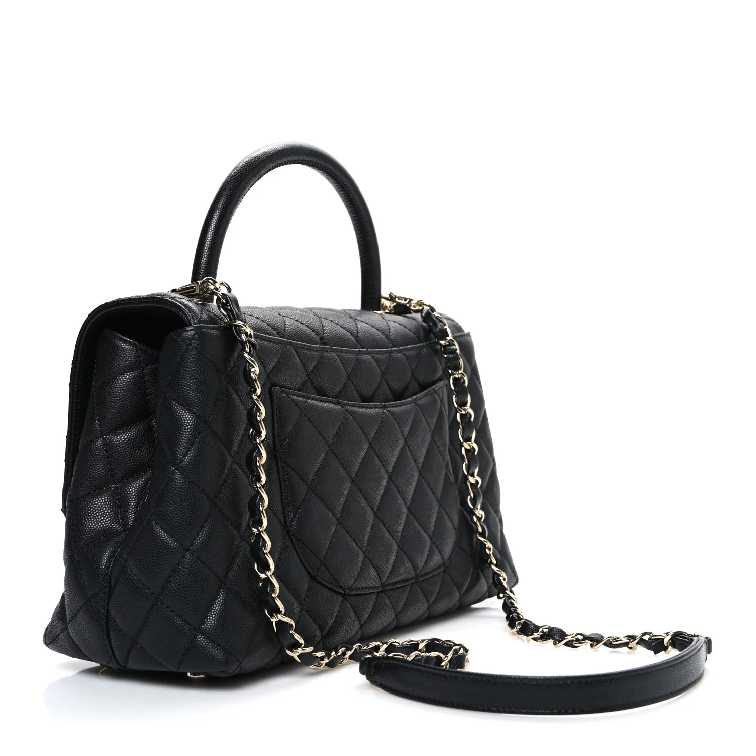 Caviar Quilted Small Coco Handle Flap Black - Image 3