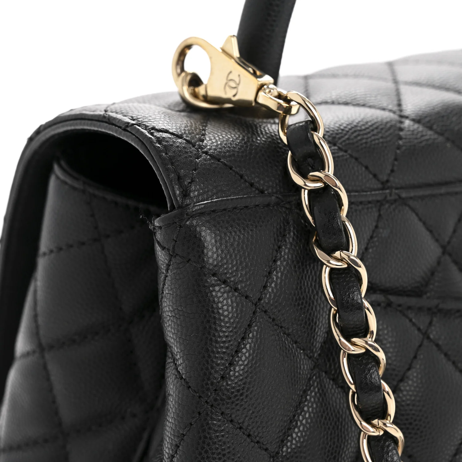 Caviar Quilted Small Coco Handle Flap Black - Image 15