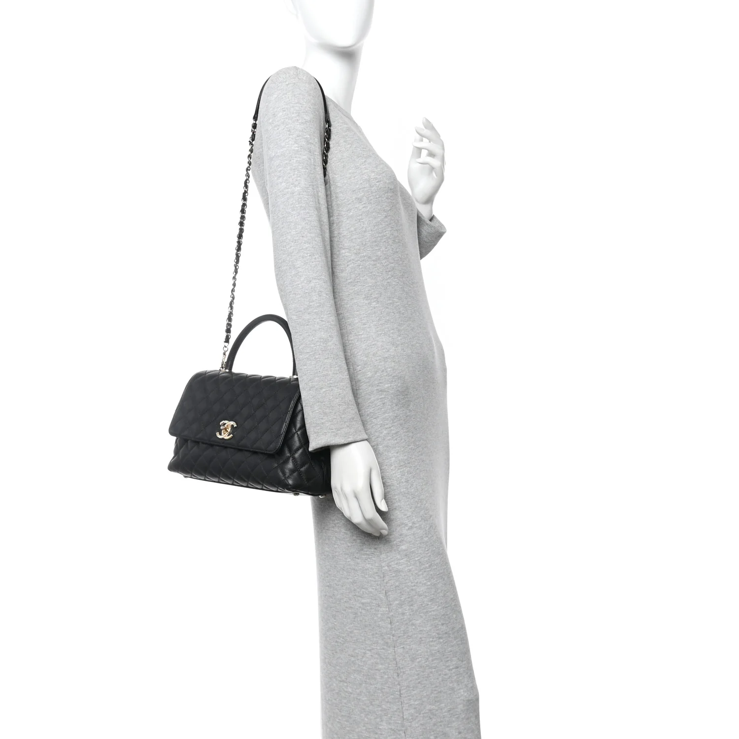 Caviar Quilted Small Coco Handle Flap Black - Image 2