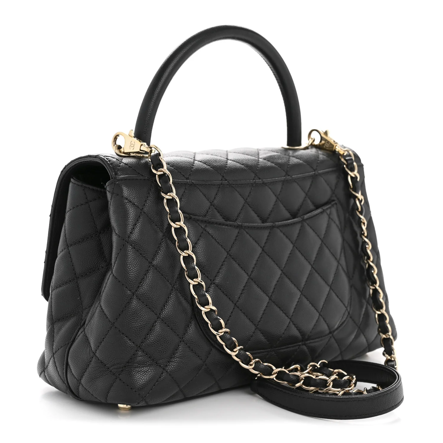 Caviar Quilted Small Coco Handle Flap Black - Image 3