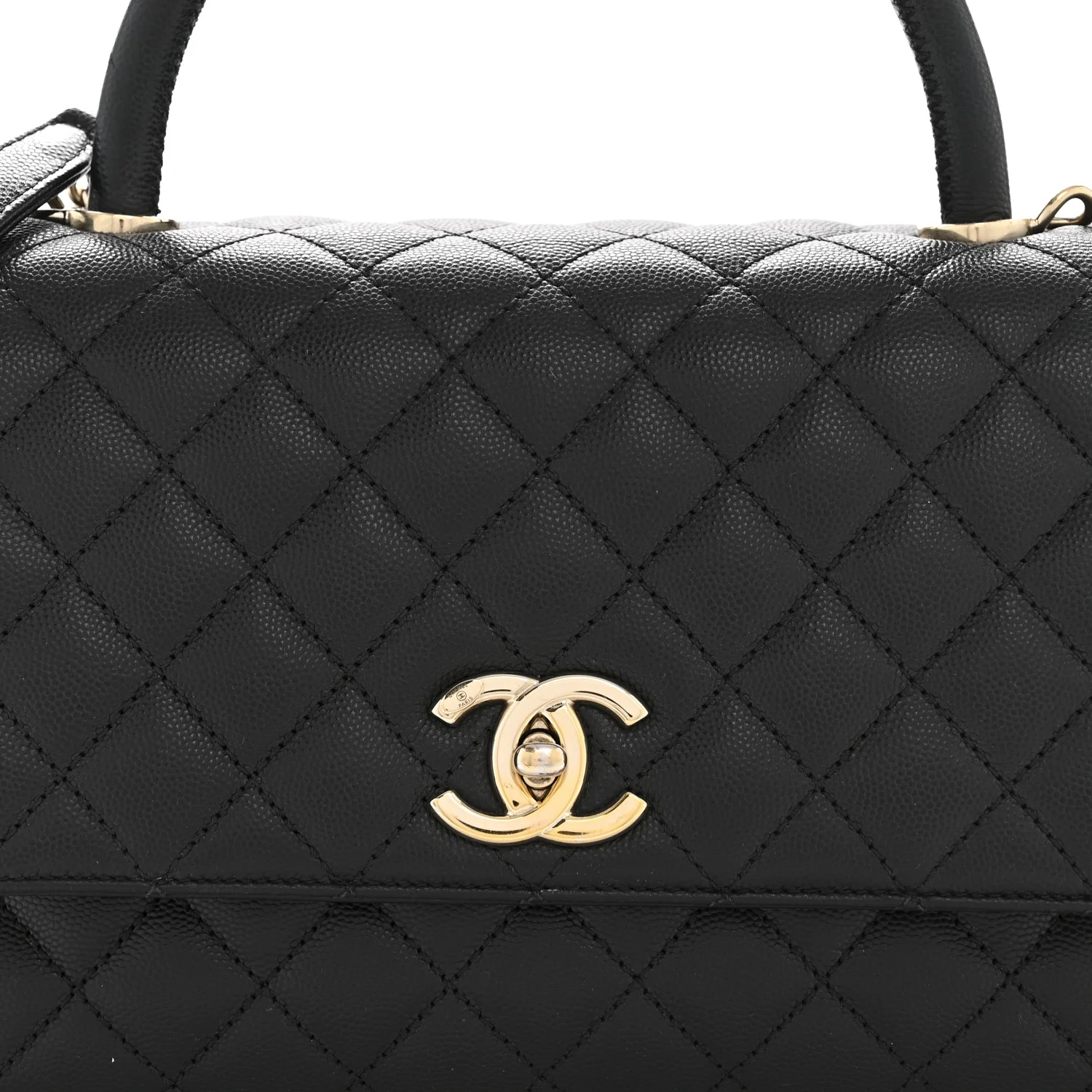 Caviar Quilted Small Coco Handle Flap Black - Image 8