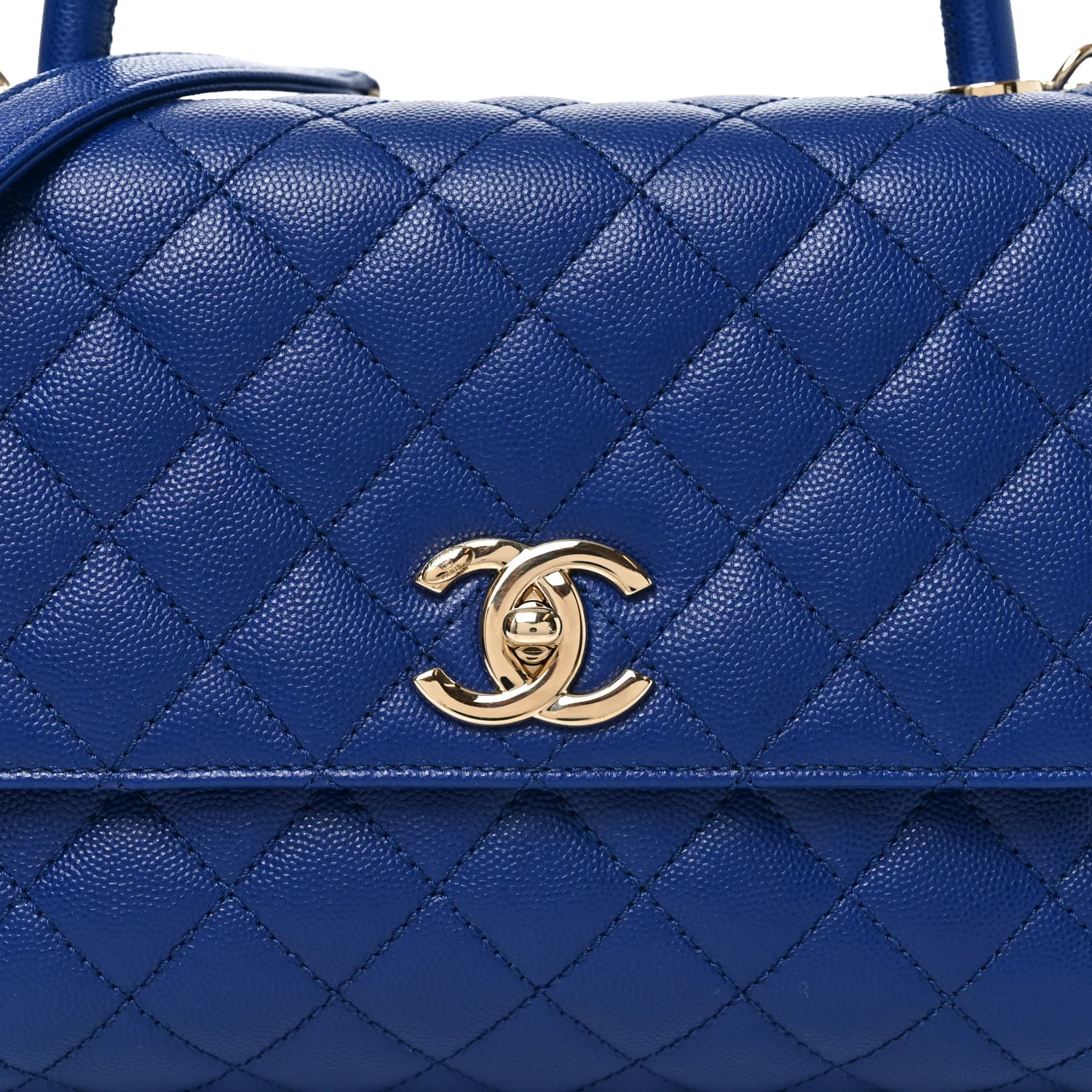Caviar Quilted Small Coco Handle Flap Blue - Image 8