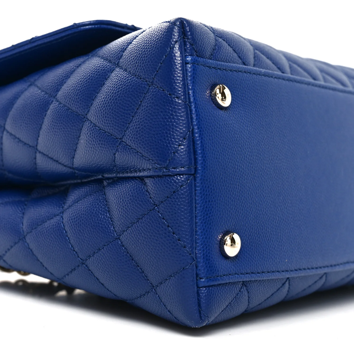 Caviar Quilted Small Coco Handle Flap Blue - Image 9