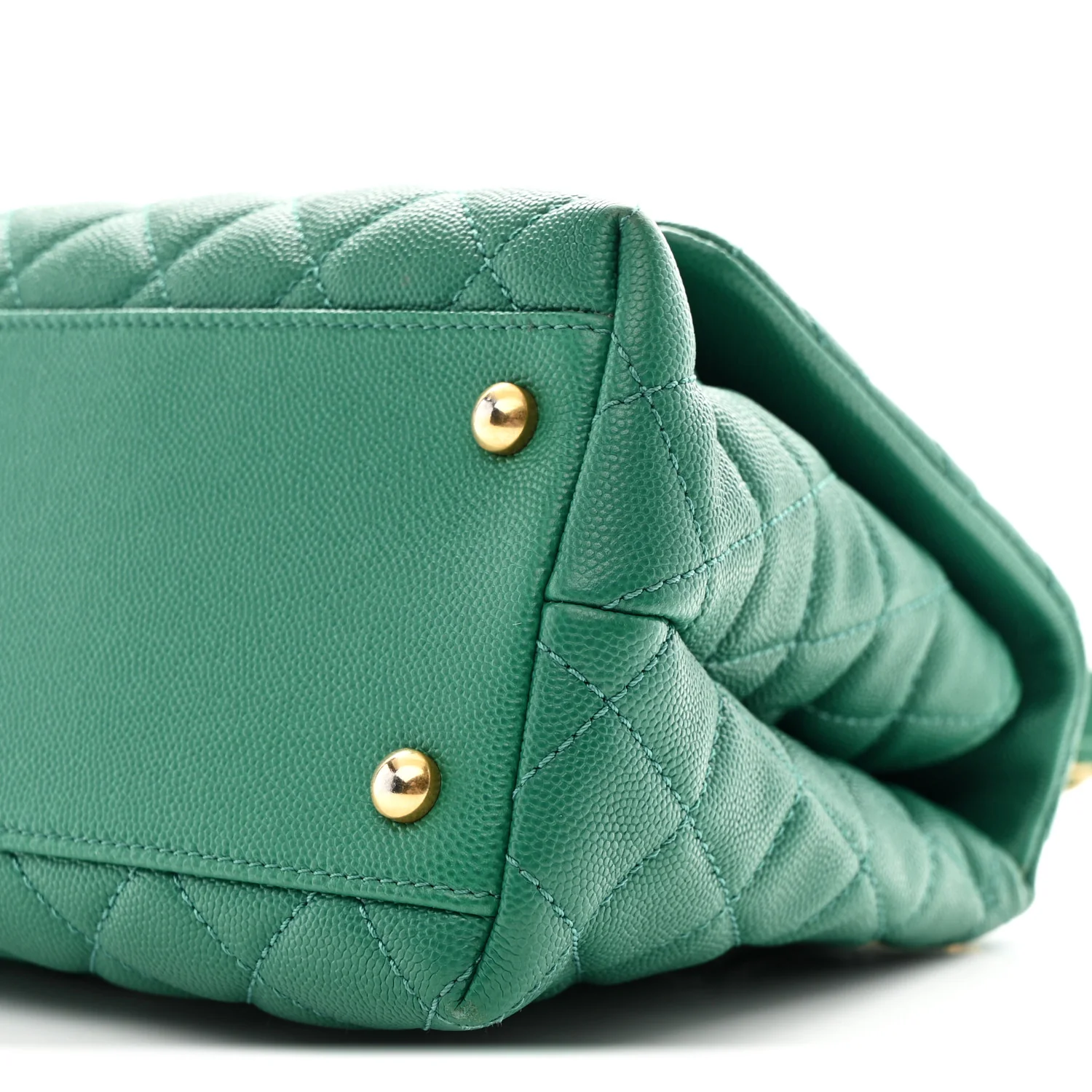 Caviar Quilted Small Coco Handle Flap Green - Image 11