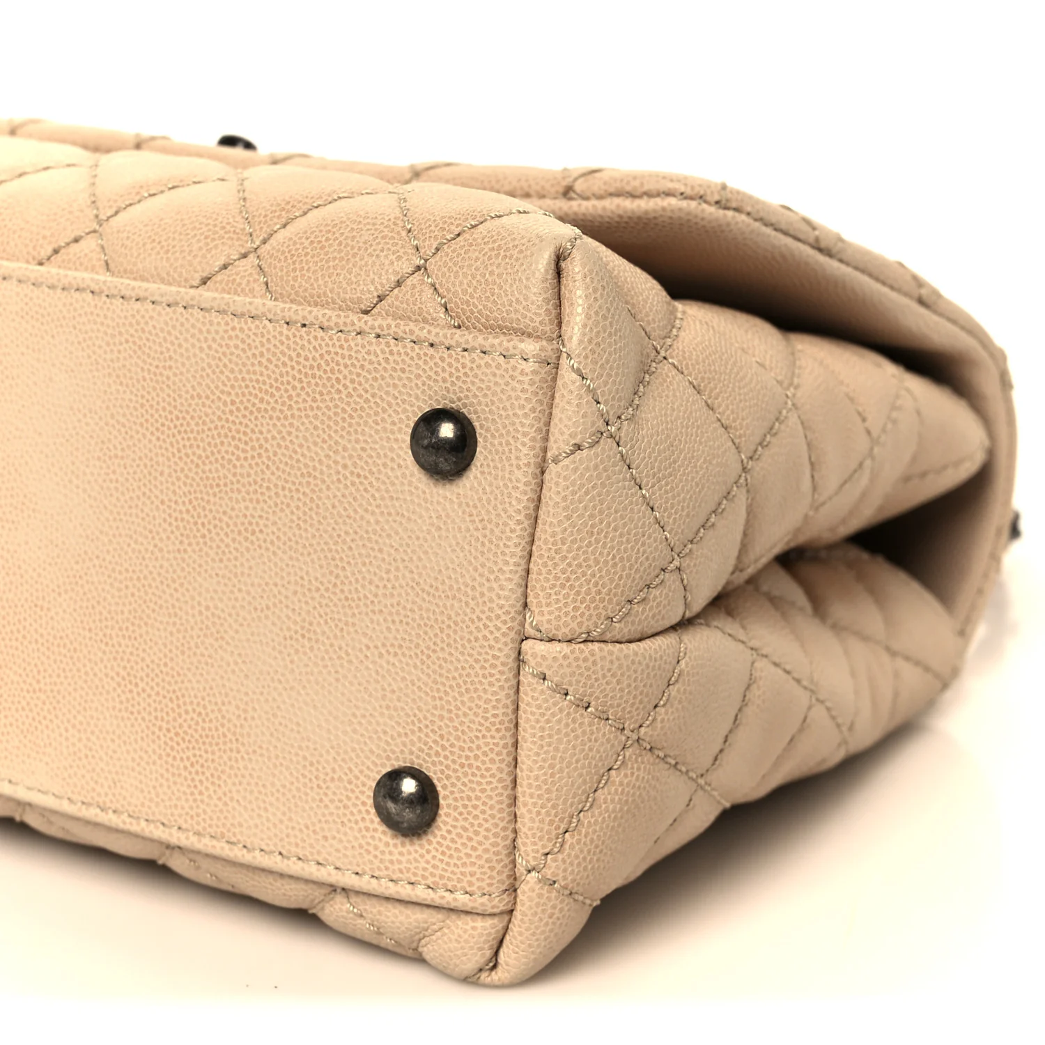 Caviar Quilted Small Coco Handle Flap Light Beige - Image 11